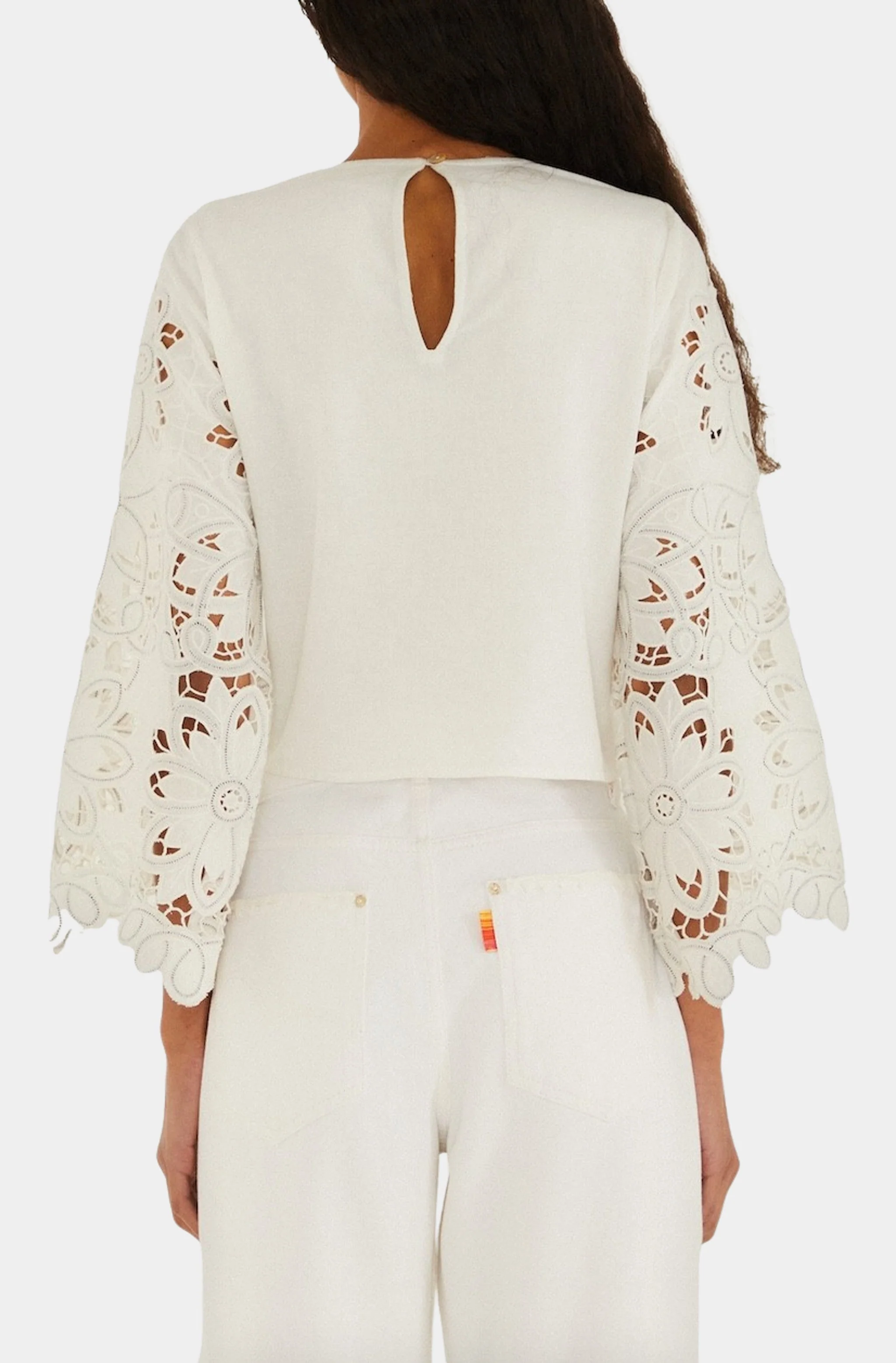 Off-White Flowers Richilieur Long Sleeve Blouse - Image 3