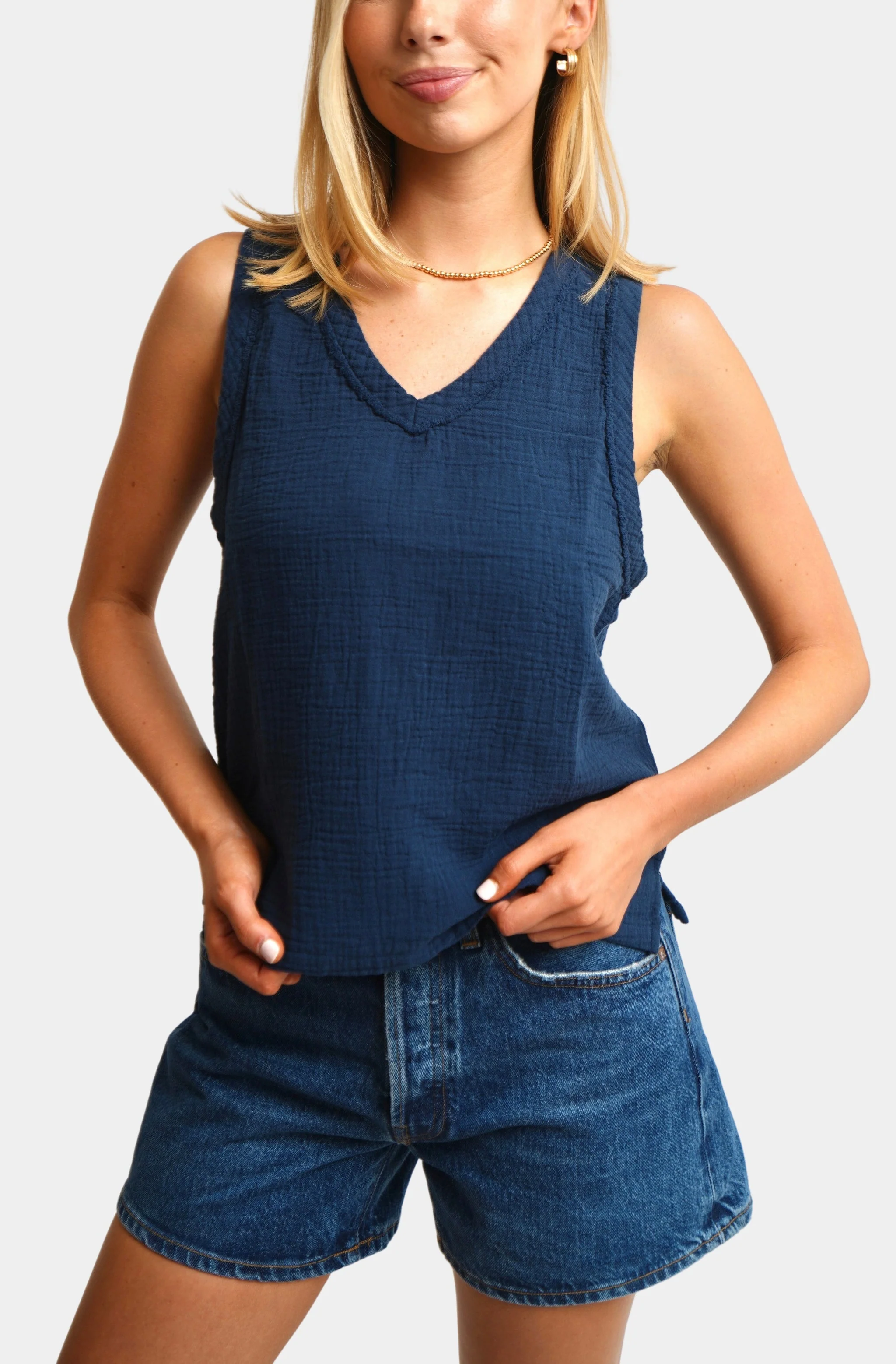 Vneck Raw Edge Tank