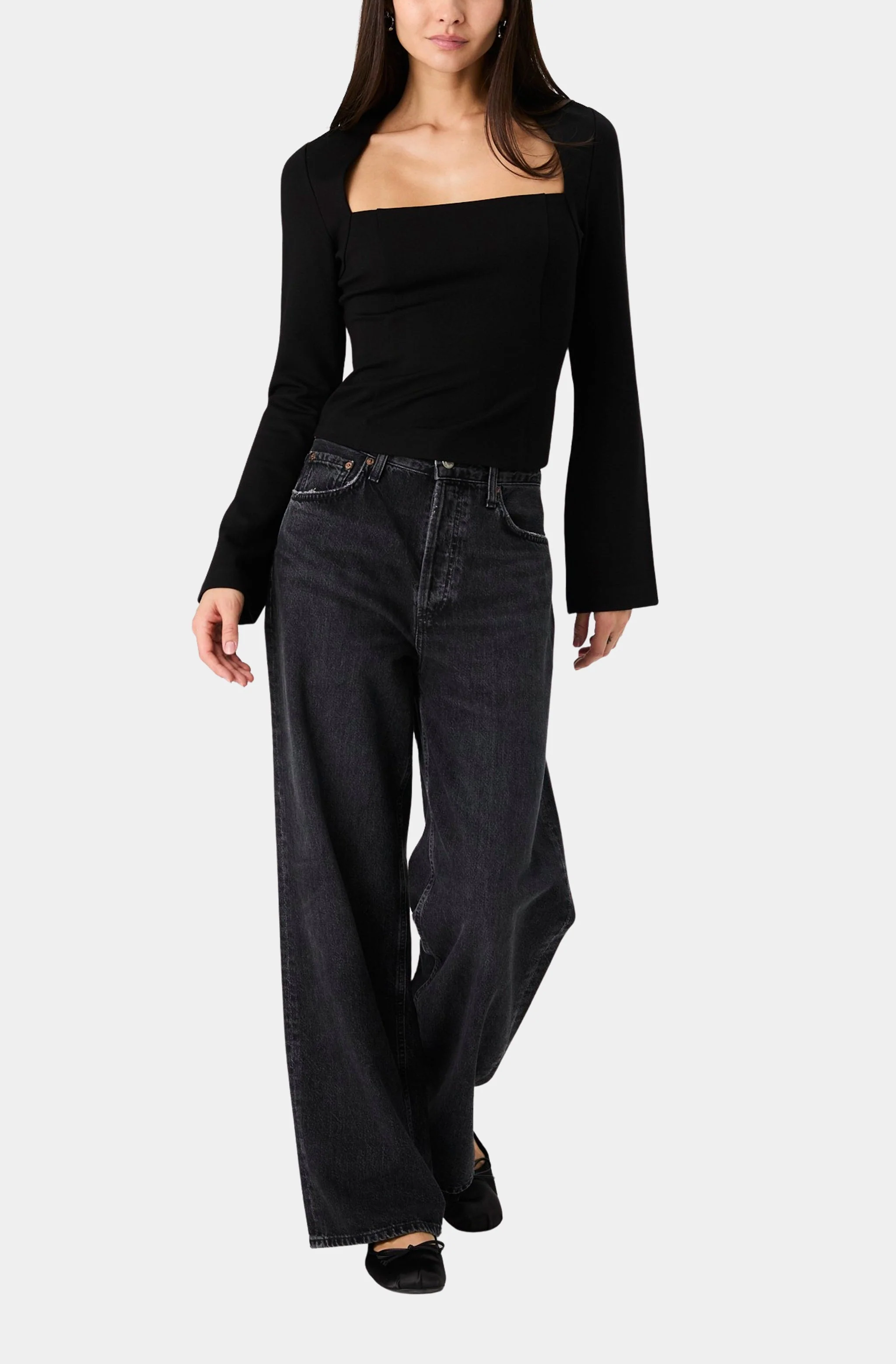 Cleo Ponte Long Sleeve Fitted Top - Image 3
