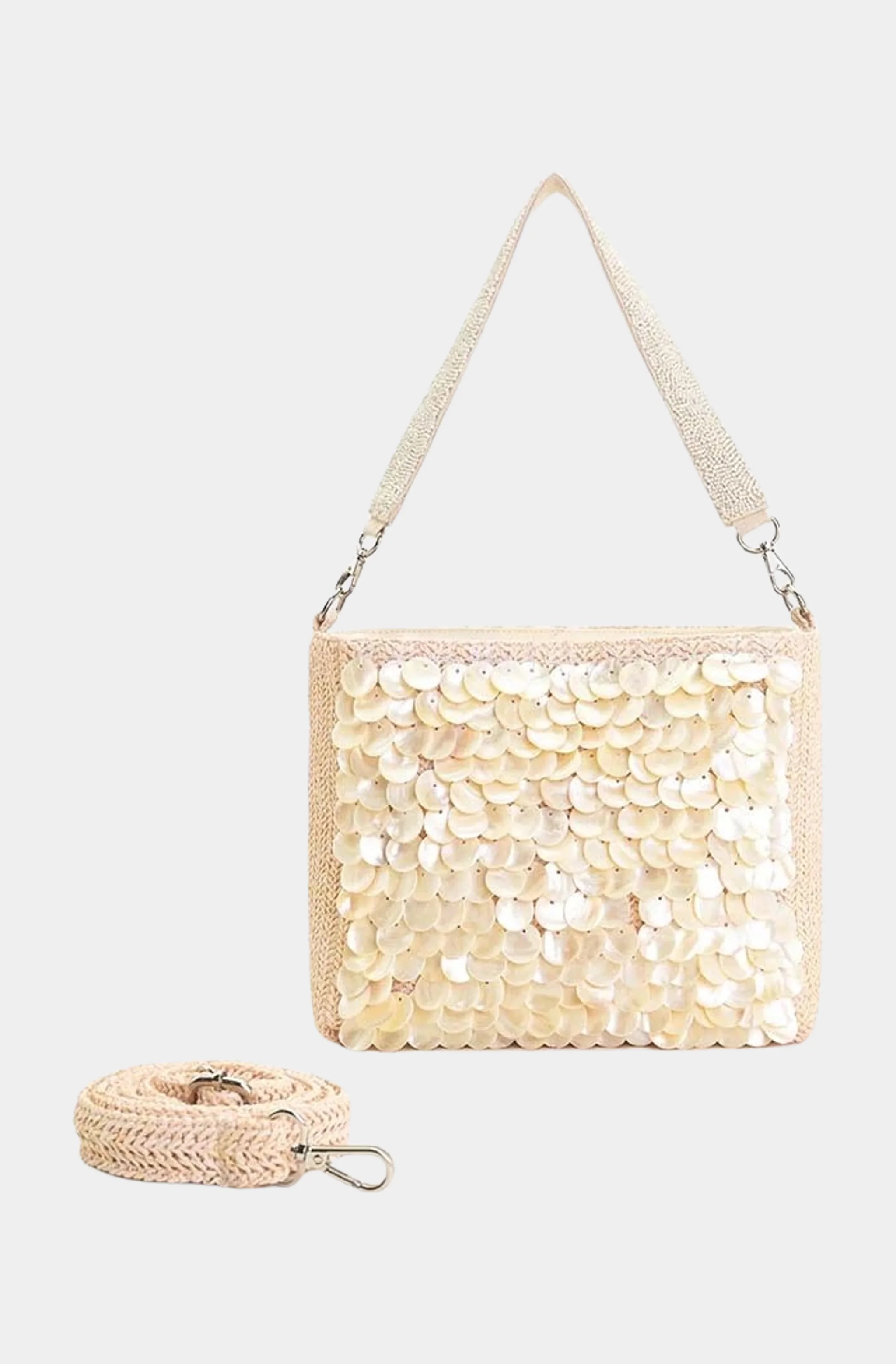 Embellished Shells and Raffia Bucket Bag - Image 4