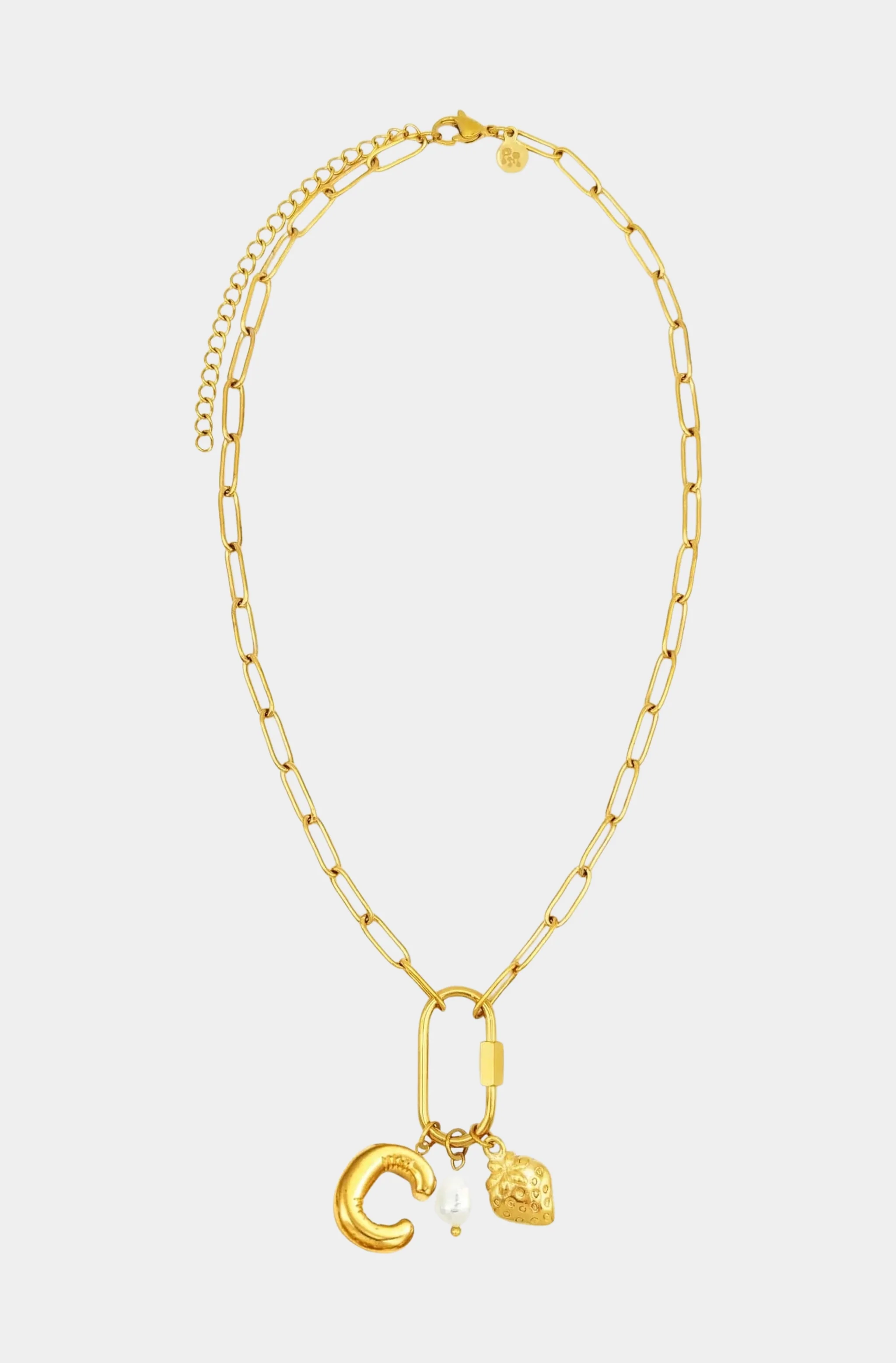 Carabiner Initial Charm Necklace - Image 3