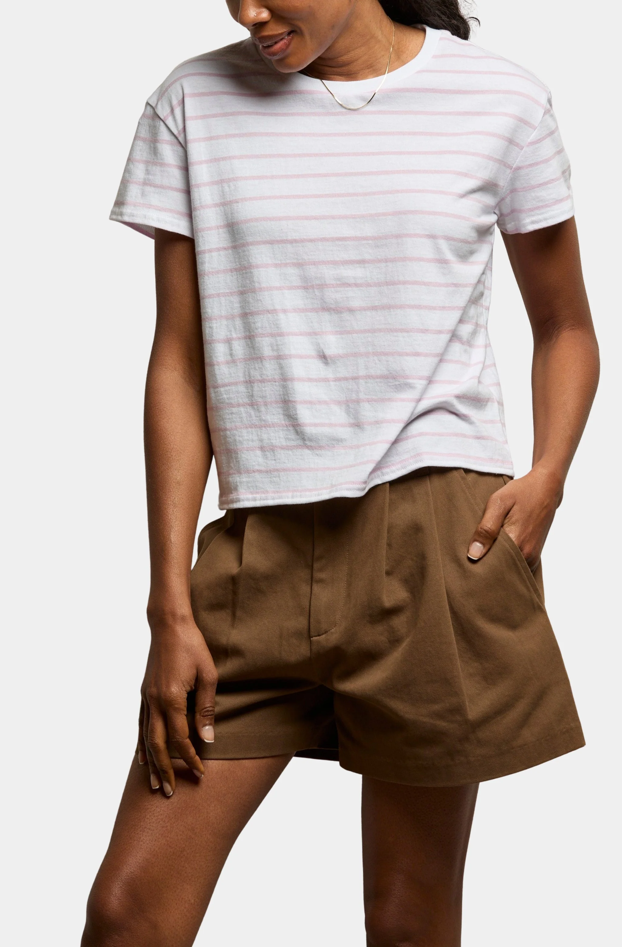 Everett Jersey Stripe Boxy Crewneck Tee